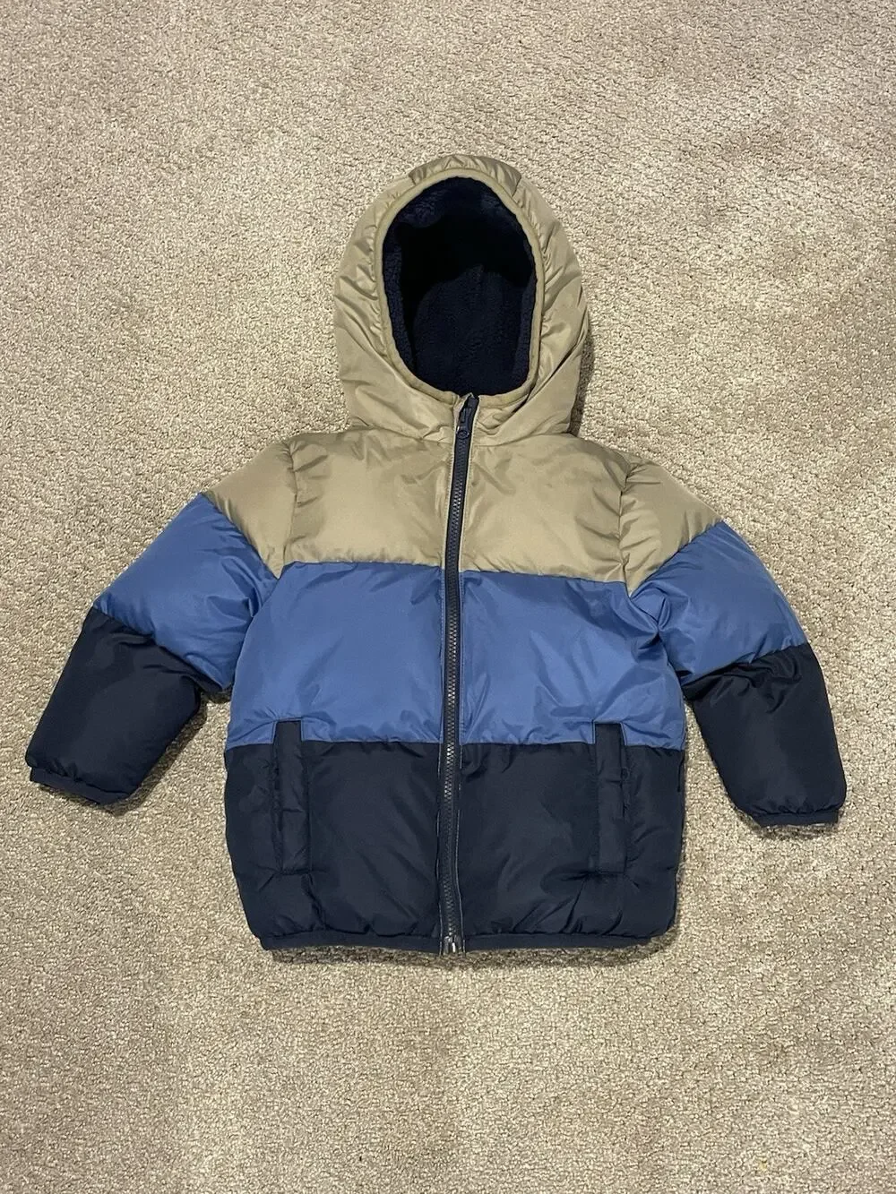 Swiss Tech Puffer Jacket Hooded Fleece Lined Colorblock Mid-weight Sz: 4Y